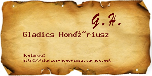 Gladics Honóriusz névjegykártya
